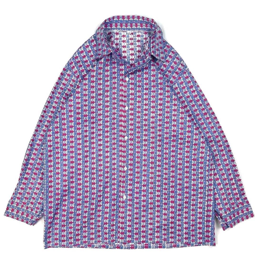 <パリ購入> Vintage 90s  総柄 ボックスシルエット 長袖シャツ L