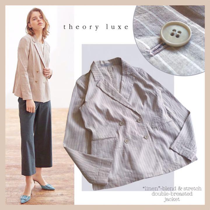 希少•完売品【リネン混•ストレッチ】セオリーリュクス／ダブルブレストジャケット