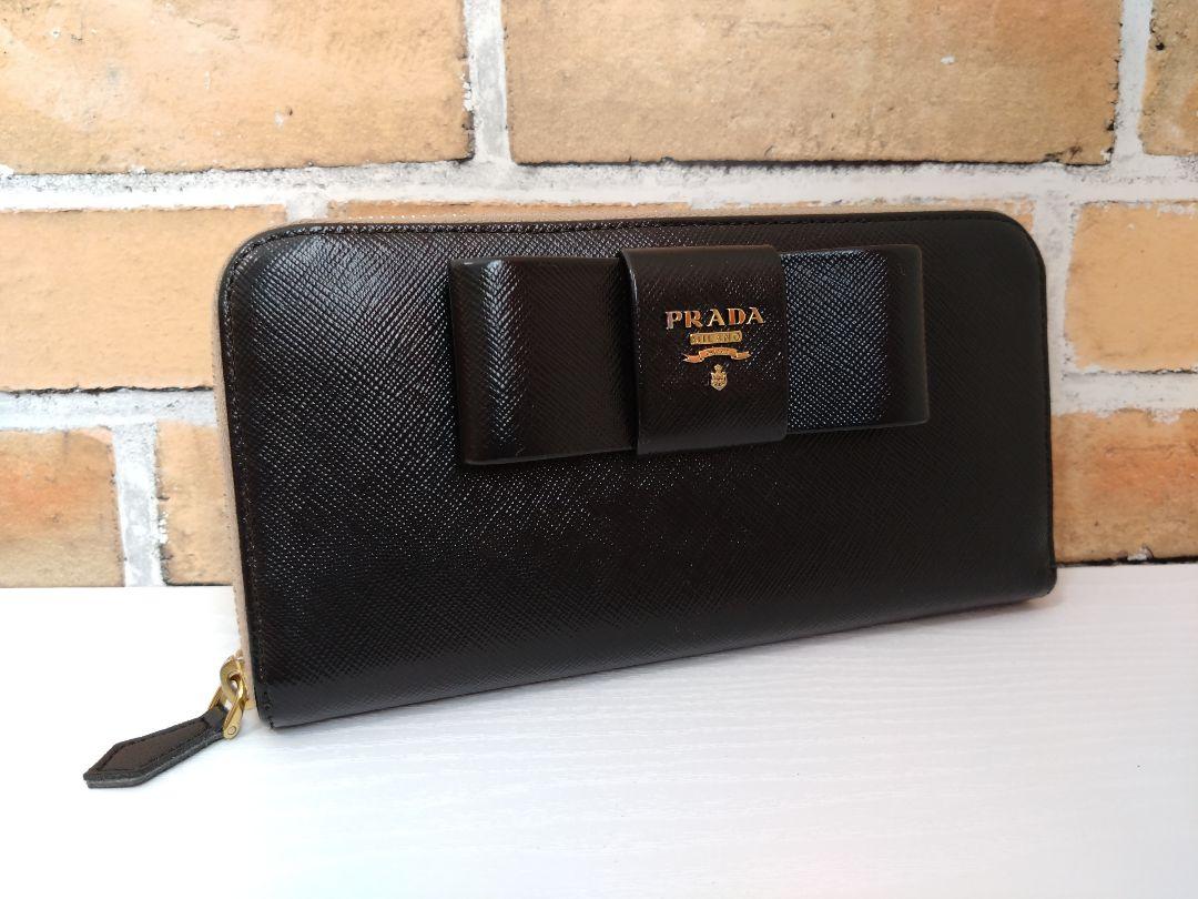 【美品】【箱あり】PRADA　長財布　サフィアーノ　ブラック