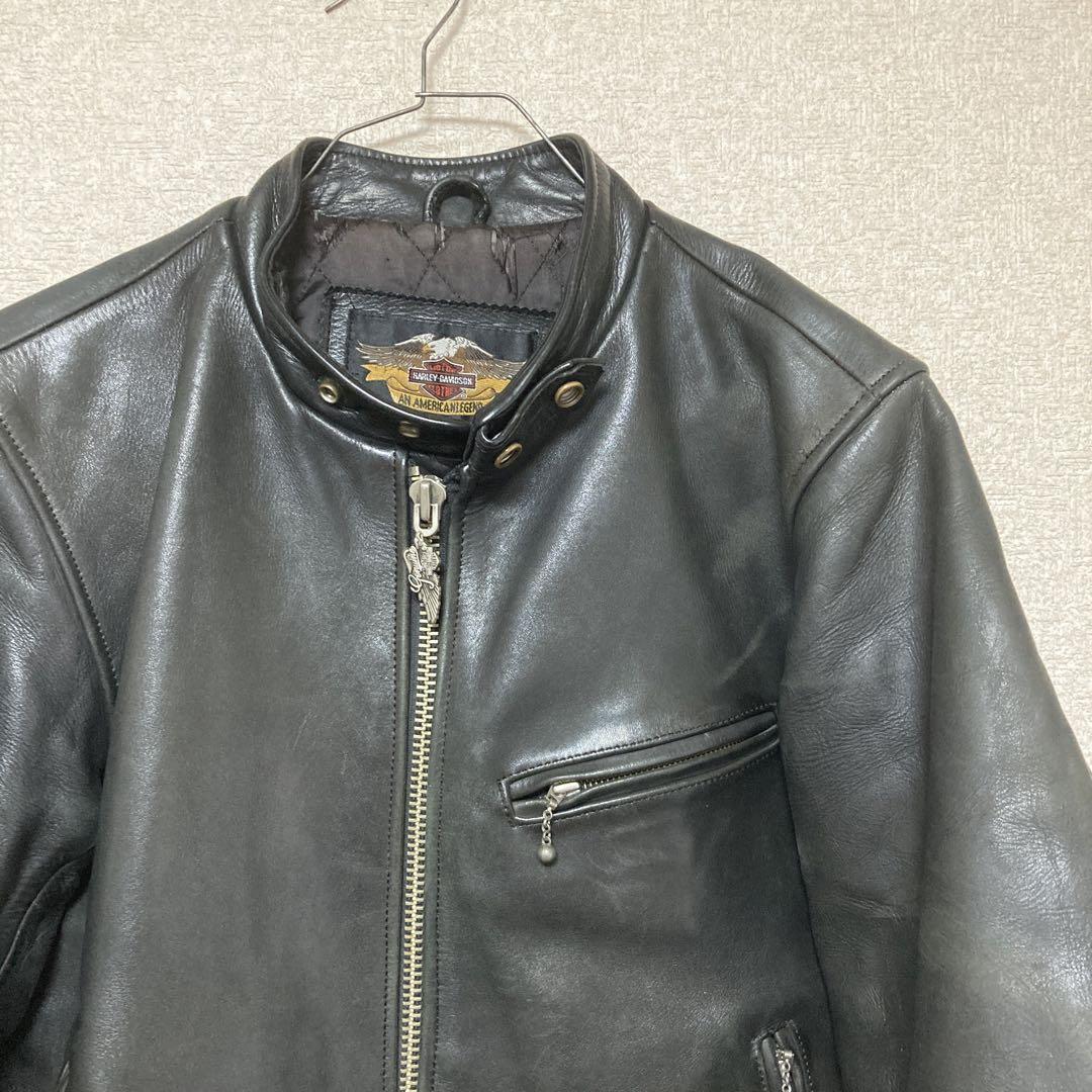 ハーレーダビッドソン 肉厚レザー シングルライダースジャケット 革ジャン　本革